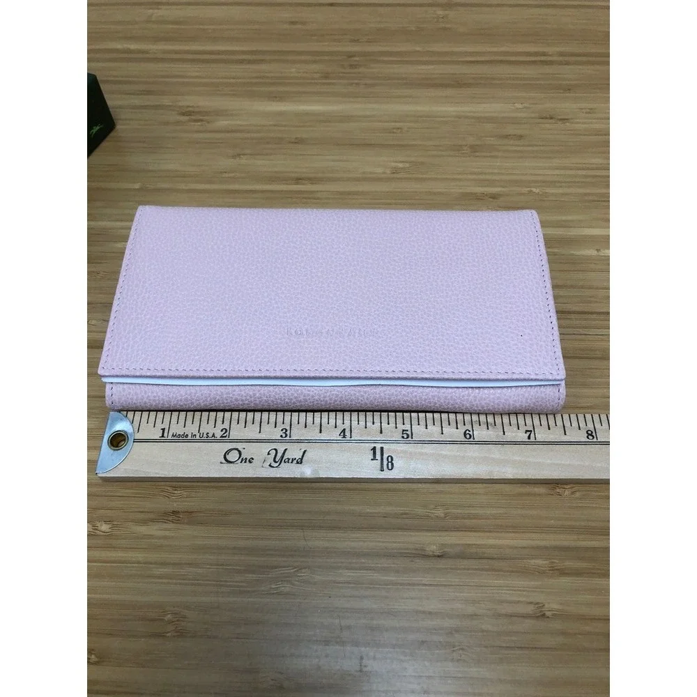 Longchamp Le Foulonné Continental Wallet Small Pink Grained Leather New